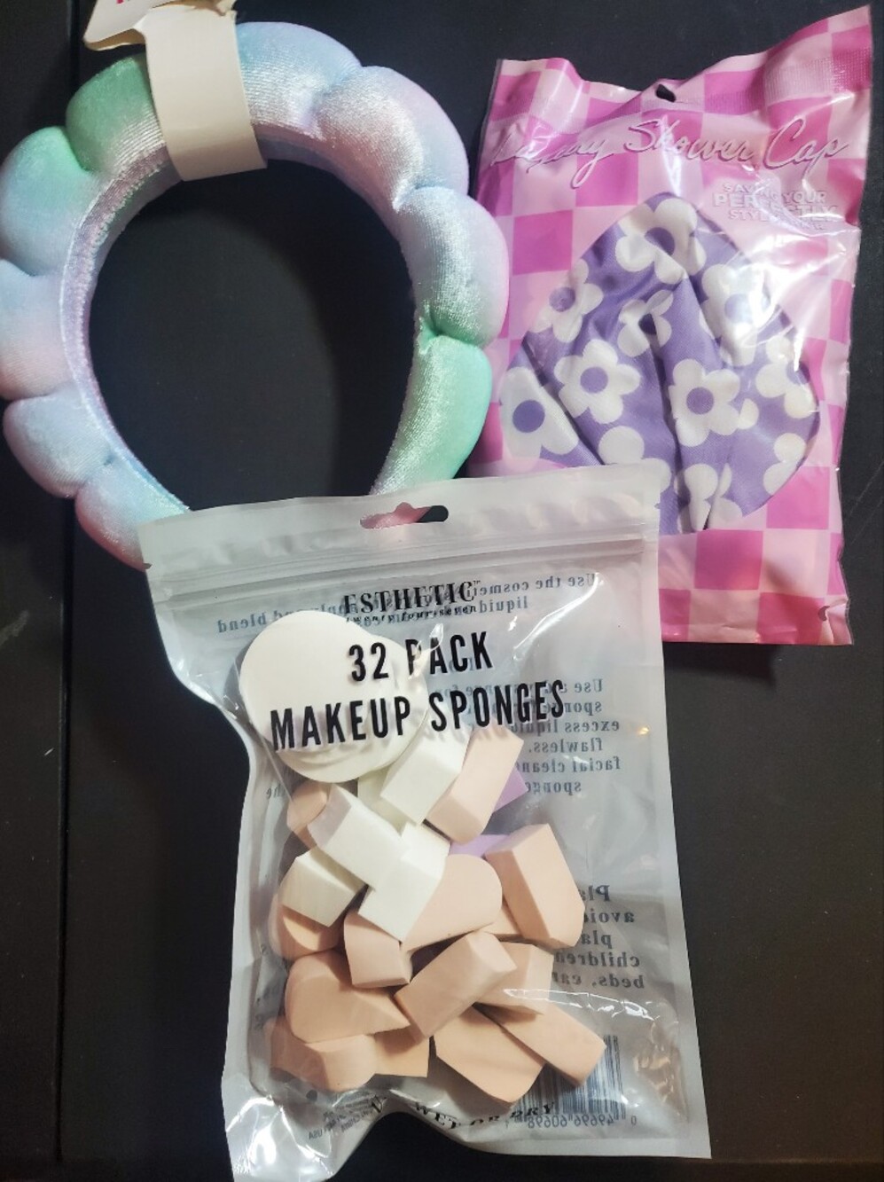 Spa Headband , Makeup Sponges , Shower Cap Lot